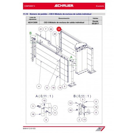 Anclaje Mediante Tornillos 1" M8-36/47 – ROSCA 20 MM Acero Inox. A2