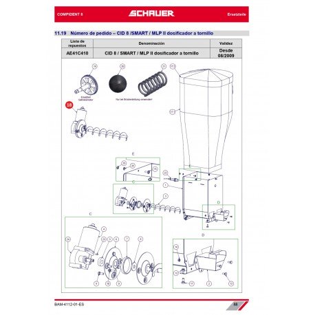 CID7 DOSIFICADOR DE TORNILLO 20 l. TORNILLO PREINSTALADO